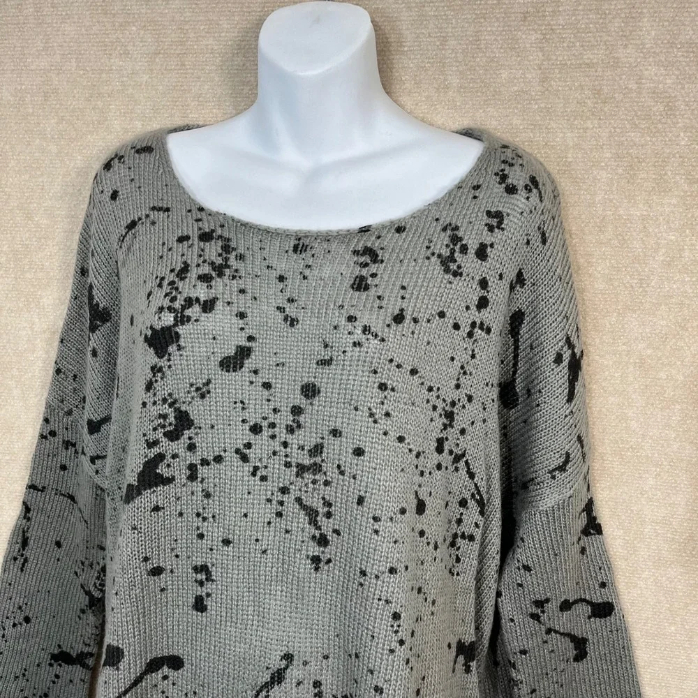 Wooden Ships‎ Splatter Sweater In Cement/Black Size Med/Large